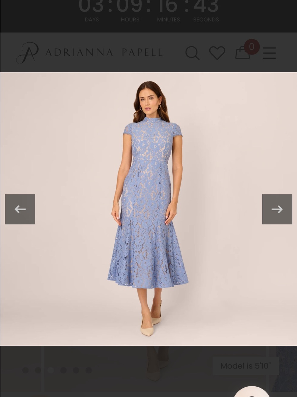 Adrianna Papell Periwinkle Lace Fit-and-Flare Midi Dress